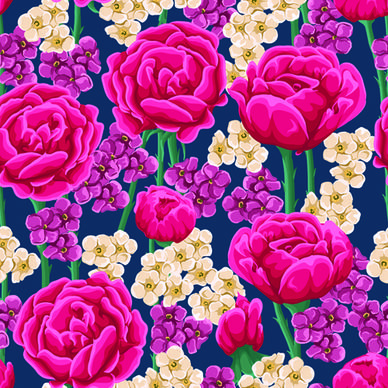 beautiful flower seamless patterns retro vector set