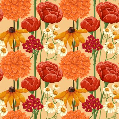 beautiful flower seamless patterns retro vector set