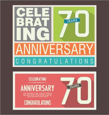 vintage anniversary cards flat styles vector