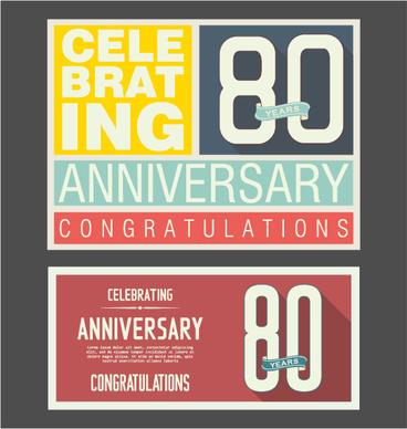 vintage anniversary cards flat styles vector