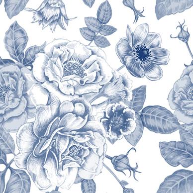 sketch flowers art pattern seamless vector