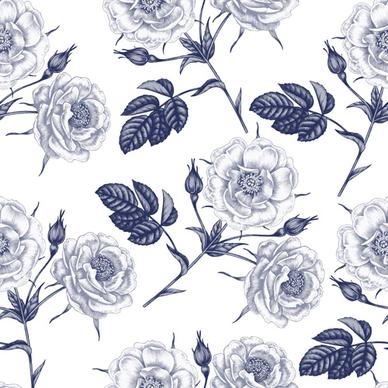 sketch flowers art pattern seamless vector