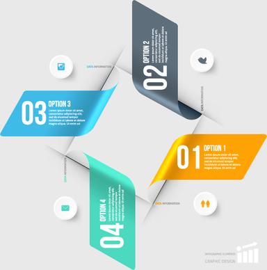 curled paper numbered infographics vector