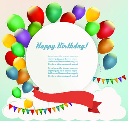 circle with balloons birthday background vector