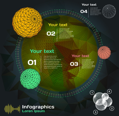 dark style infographic with diagrams vectors