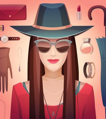 woman fashion elements vectors background