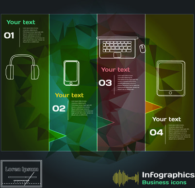 dark style infographic with diagrams vectors