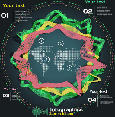 dark style infographic with diagrams vectors