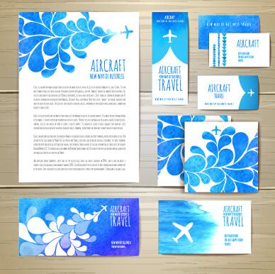 summer travel watercolor cards vector