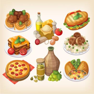 set of food illustration vectors