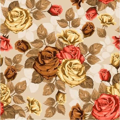 retro styles roses seamless pattern vector