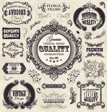 classical styles ornaments labels vector