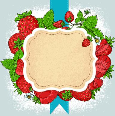 vector strawberries frame design