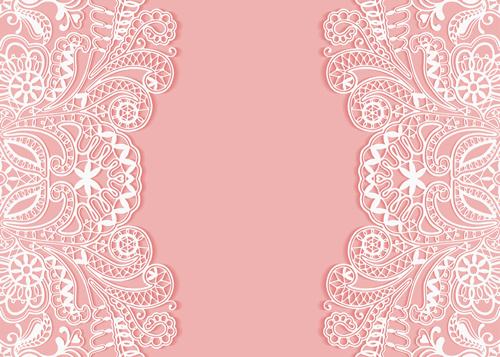 white lace with colored background vector set