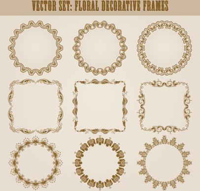 vintage floral decorative frames vector