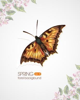 butterflies and spring background vector