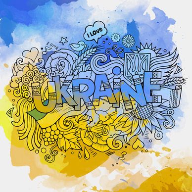 cartoon ukraine style hand drawn background