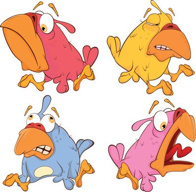 amusing cartoon birds vector design