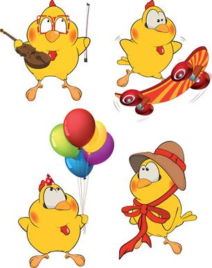 amusing cartoon birds vector design