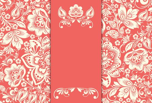 vintage floral with pink background vector