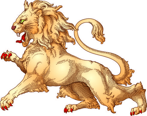 antique lion statue vector