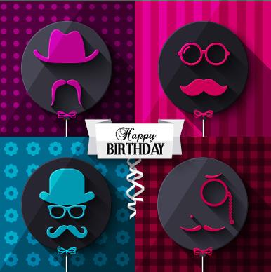 flat balloon with happy birthday background vector