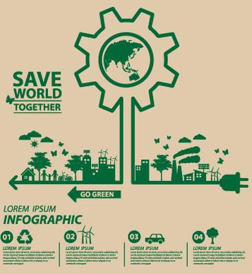 save world eco environmental protection template vector