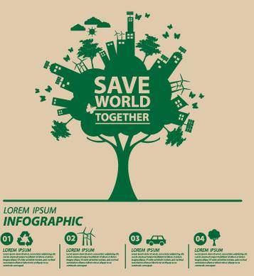 save world eco environmental protection template vector