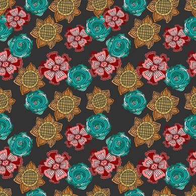 classical flowers pattern seamless vector set