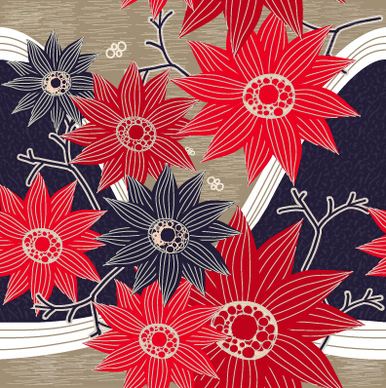 classical flowers pattern seamless vector set