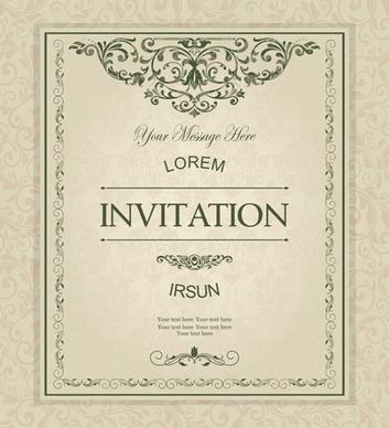 green floral invitation cards vector set