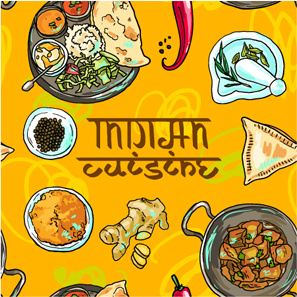 hand drawn indian food elements vector