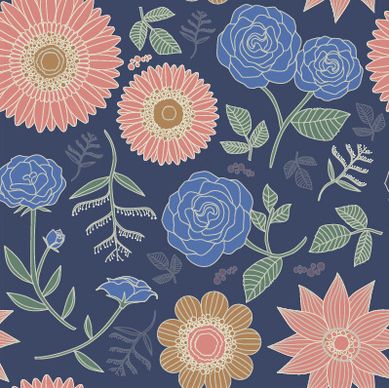 classical flowers pattern seamless vector set