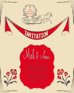 romantic wedding invitation cards hand drawn vector