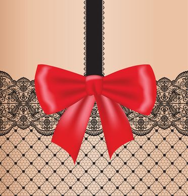 ornate bow with lace background vector