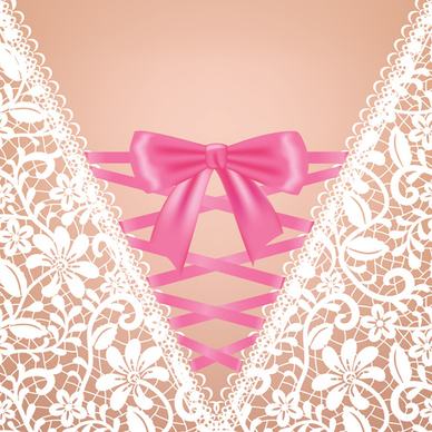 ornate bow with lace background vector