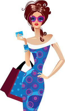 beautiful shopping girls illustration vector