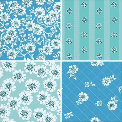 simple flowers seamless pattern set vector