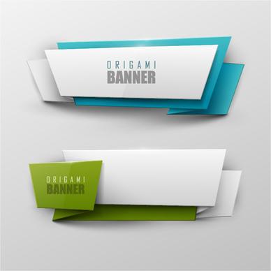 colored origami banner shiny vector