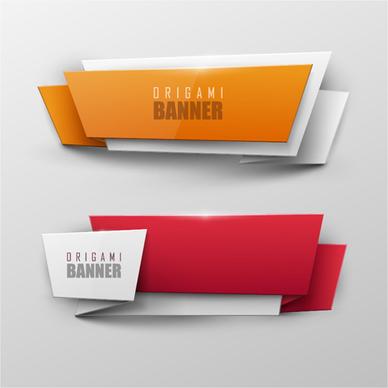 colored origami banner shiny vector