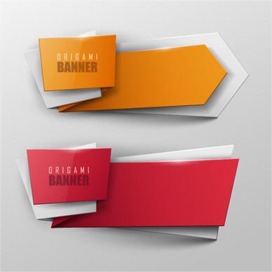 colored origami banner shiny vector