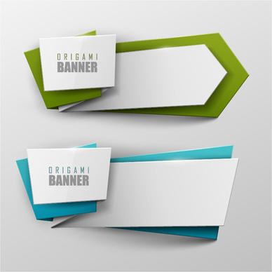 colored origami banner shiny vector