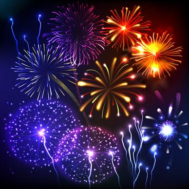 night fireworks elements vector background