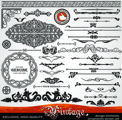 ornament vintage borders elements vector set