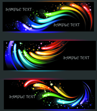 colorful light with stars vector banners