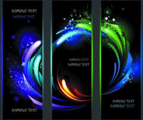 colorful light with stars vector banners