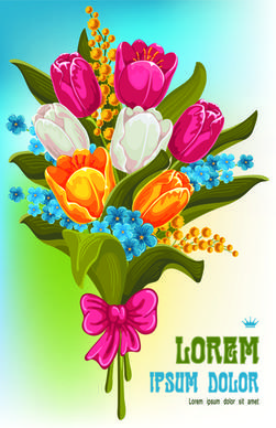 beautiful bouquet of tulips vector