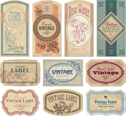 vintage paper labels vectors set