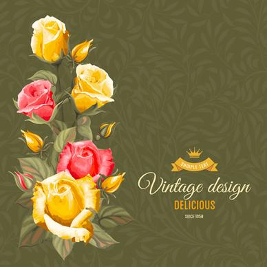 retro flower with vintage background vector