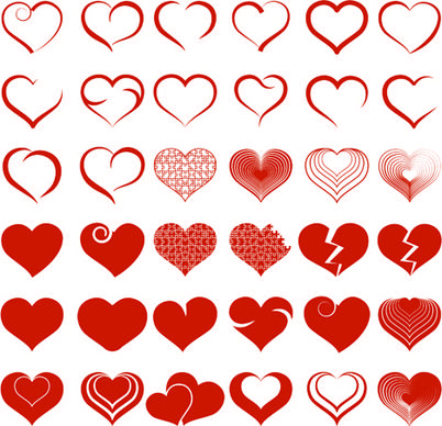 simple heart shapes icons vectors